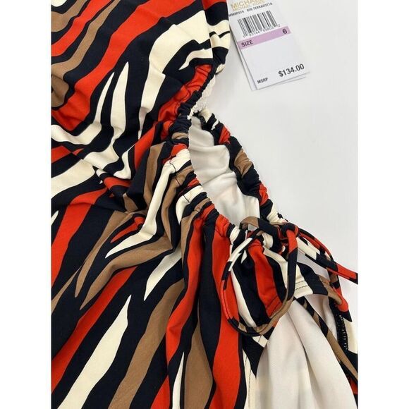 NWT MICHAEL Michael Kors PD62FY2 Zebra Cut-Out One-Shoulder Swimsuit 6 - Picture 6 of 11
